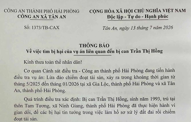 Công an Hải Phòng tìm bị hại trong vụ lừa đảo làm hồ sơ đất đai